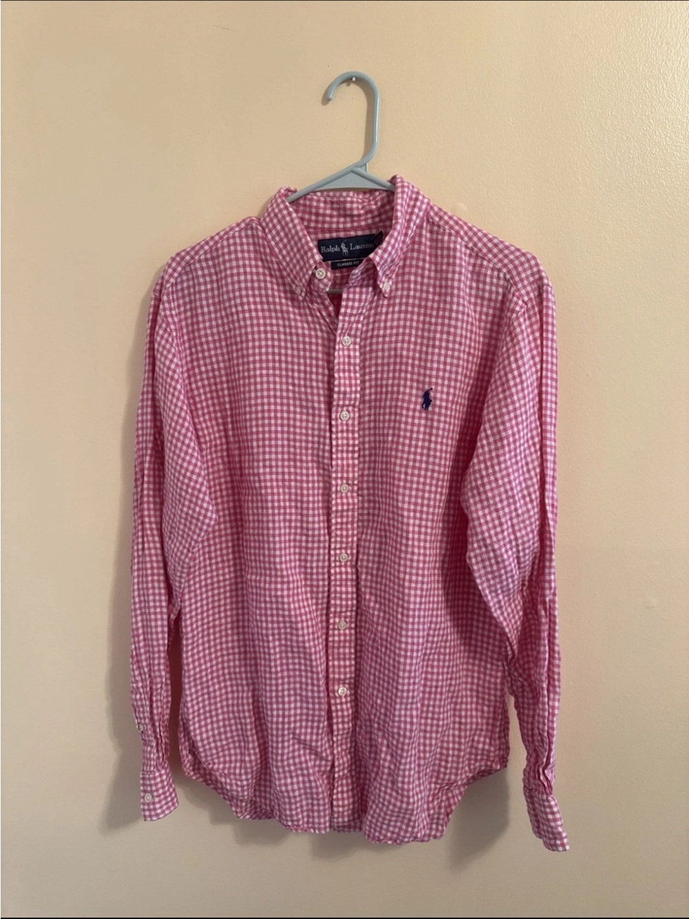 Ralph Lauren Custom Fit Pink/White Gingham Button Down M